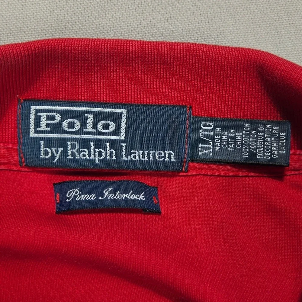 Ralph Lauren Polo‎ Shirt Mens XL Red Short Sleeve Pima Interlock Multicolor Pony - Picture 4 of 7